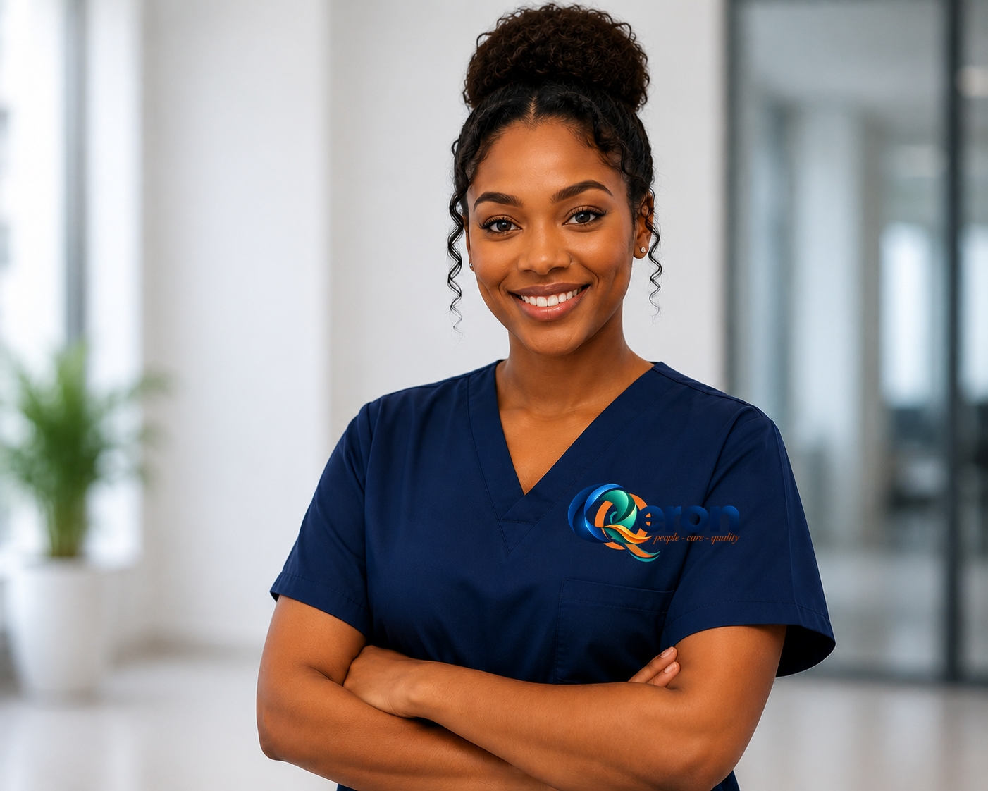 Healthcare professional supporting an older person